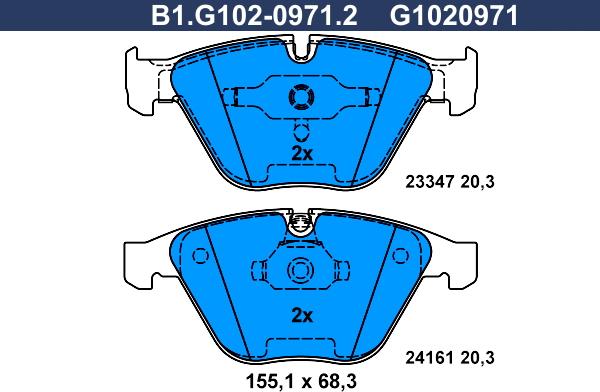 Galfer B1.G102-0971.2 - Brake Pad Set, disc brake autospares.lv