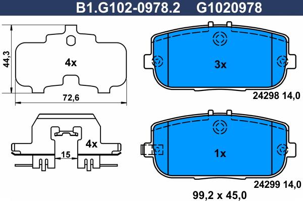 Galfer B1.G102-0978.2 - Brake Pad Set, disc brake autospares.lv