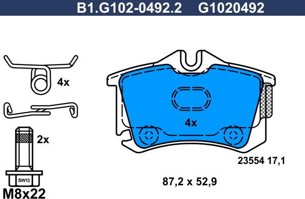 Galfer B1.G102-0492.2 - Brake Pad Set, disc brake autospares.lv