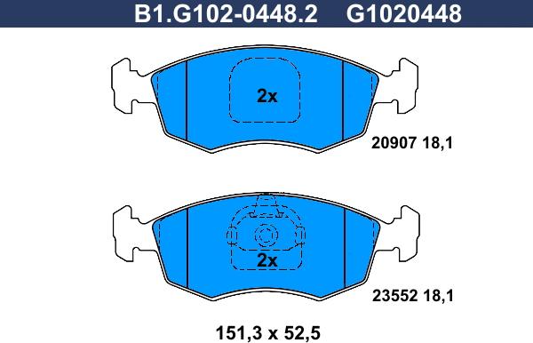 Galfer B1.G102-0448.2 - Brake Pad Set, disc brake autospares.lv