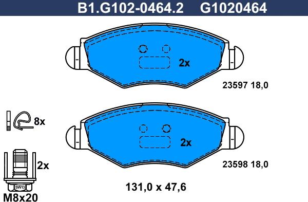 Galfer B1.G102-0464.2 - Brake Pad Set, disc brake autospares.lv