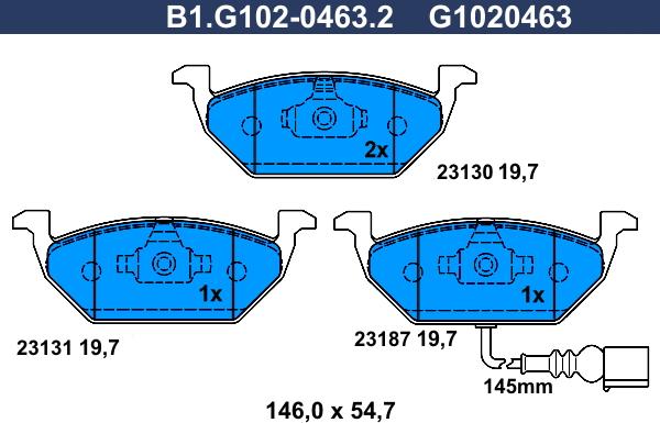 Galfer B1.G102-0463.2 - Brake Pad Set, disc brake autospares.lv