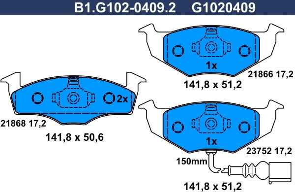 Galfer B1.G102-0409.2 - Brake Pad Set, disc brake autospares.lv