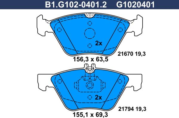 Galfer B1.G102-0401.2 - Brake Pad Set, disc brake autospares.lv
