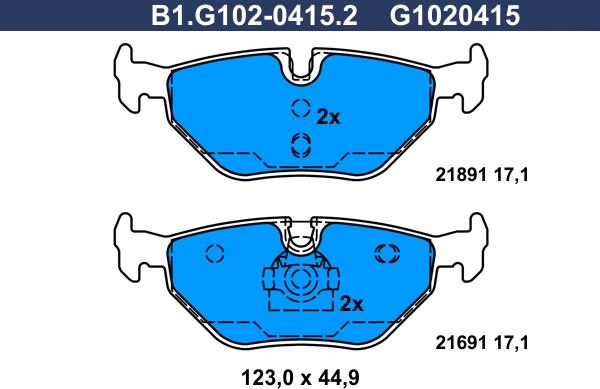 Galfer B1.G102-0415.2 - Brake Pad Set, disc brake autospares.lv