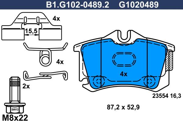 Galfer B1.G102-0489.2 - Brake Pad Set, disc brake autospares.lv