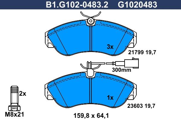 Galfer B1.G102-0483.2 - Brake Pad Set, disc brake autospares.lv