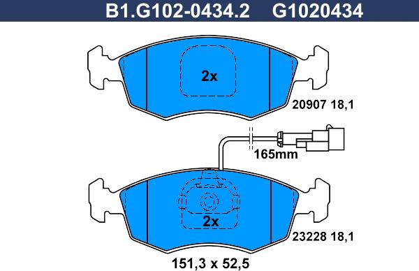 Galfer B1.G102-0434.2 - Brake Pad Set, disc brake autospares.lv