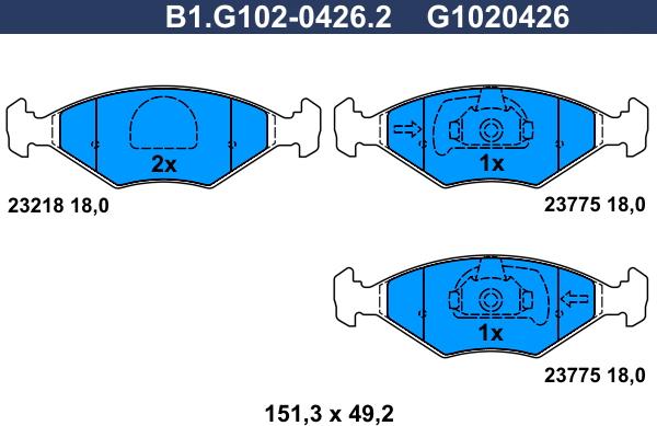 Galfer B1.G102-0426.2 - Brake Pad Set, disc brake autospares.lv