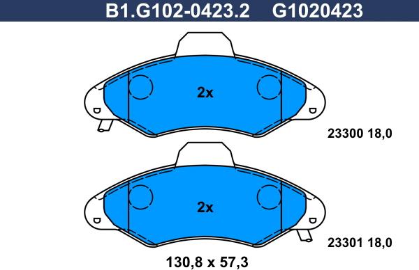 Galfer B1.G102-0423.2 - Brake Pad Set, disc brake autospares.lv