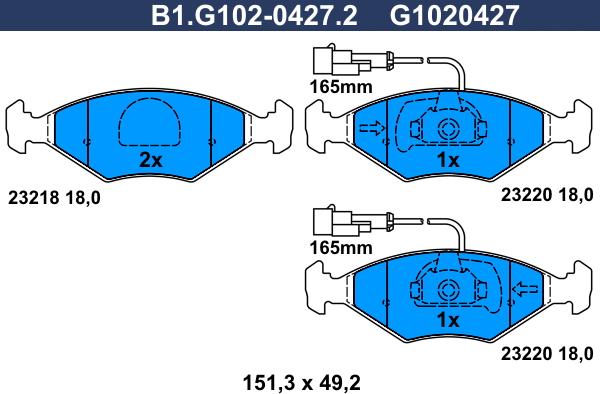 Galfer B1.G102-0427.2 - Brake Pad Set, disc brake autospares.lv