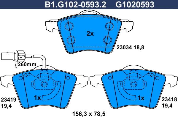 Galfer B1.G102-0593.2 - Brake Pad Set, disc brake autospares.lv