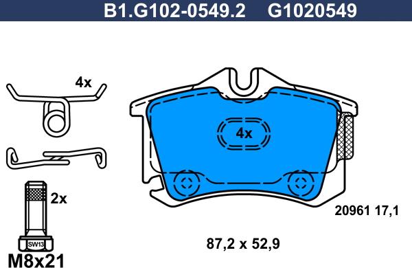 Galfer B1.G102-0549.2 - Brake Pad Set, disc brake autospares.lv