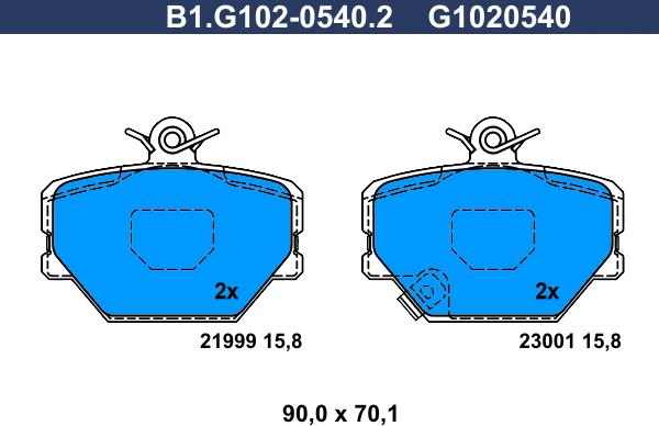 Galfer B1.G102-0540.2 - Brake Pad Set, disc brake autospares.lv