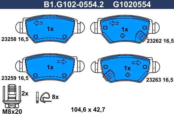 Galfer B1.G102-0554.2 - Brake Pad Set, disc brake autospares.lv