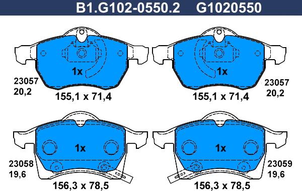 Galfer B1.G102-0550.2 - Brake Pad Set, disc brake autospares.lv