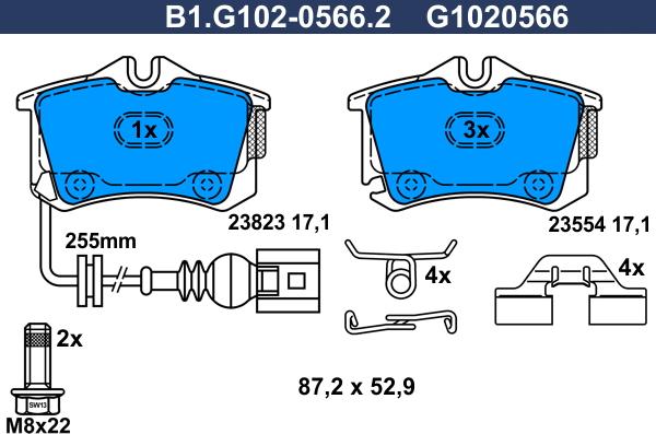 Galfer B1.G102-0566.2 - Brake Pad Set, disc brake autospares.lv