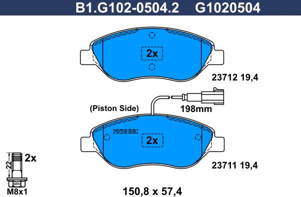 Galfer B1.G102-0504.2 - Brake Pad Set, disc brake autospares.lv
