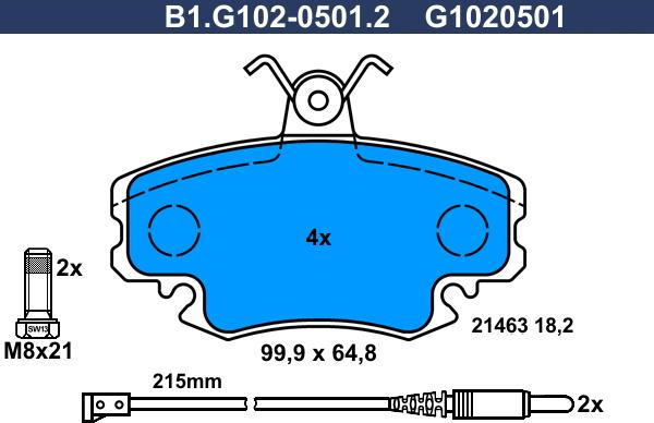 Galfer B1.G102-0501.2 - Brake Pad Set, disc brake autospares.lv