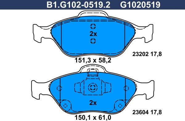 Galfer B1.G102-0519.2 - Brake Pad Set, disc brake autospares.lv