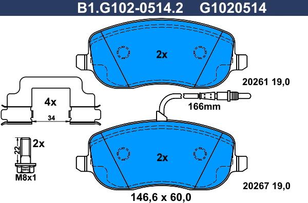 Galfer B1.G102-0514.2 - Brake Pad Set, disc brake autospares.lv