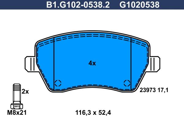 Galfer B1.G102-0538.2 - Brake Pad Set, disc brake autospares.lv