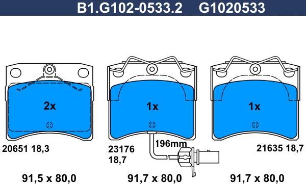 Galfer B1.G102-0533.2 - Brake Pad Set, disc brake autospares.lv