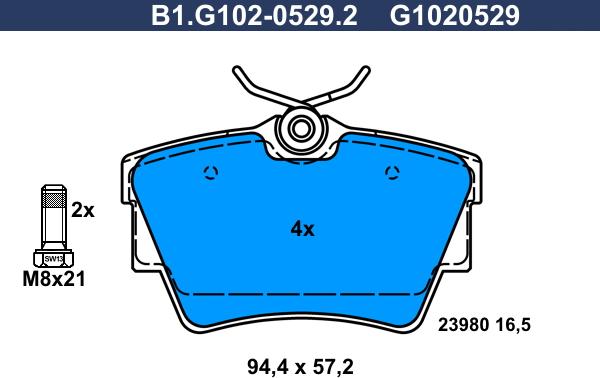 Galfer B1.G102-0529.2 - Brake Pad Set, disc brake autospares.lv