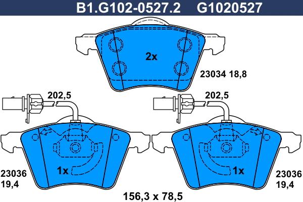 Galfer B1.G102-0527.2 - Brake Pad Set, disc brake autospares.lv