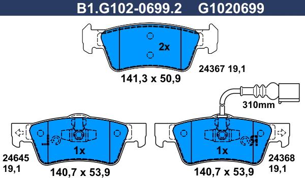 Galfer B1.G102-0699.2 - Brake Pad Set, disc brake autospares.lv