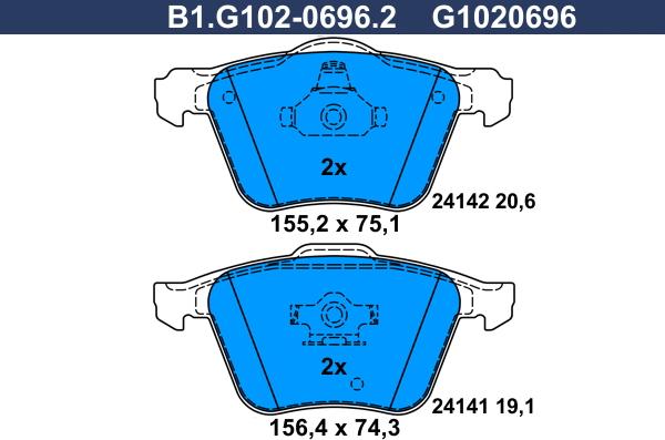 Galfer B1.G102-0696.2 - Brake Pad Set, disc brake autospares.lv