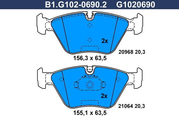 Galfer B1.G102-0690.2 - Brake Pad Set, disc brake autospares.lv