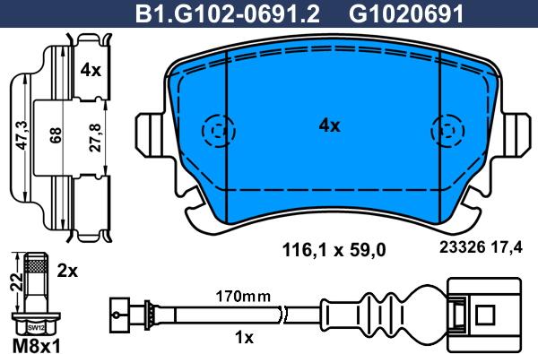 Galfer B1.G102-0691.2 - Brake Pad Set, disc brake autospares.lv