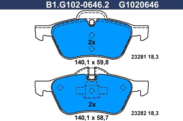 Galfer B1.G102-0646.2 - Brake Pad Set, disc brake autospares.lv