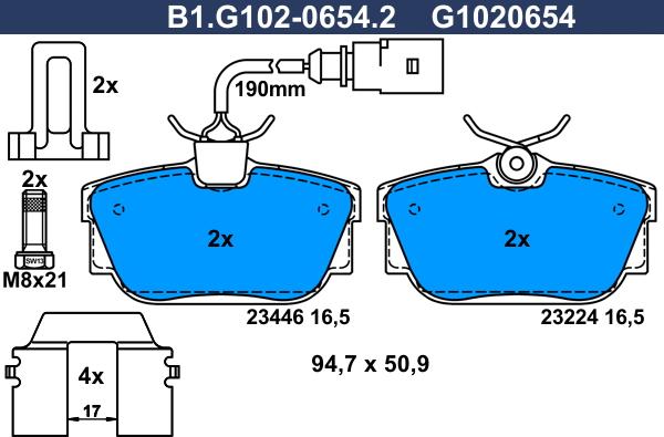 Galfer B1.G102-0654.2 - Brake Pad Set, disc brake autospares.lv