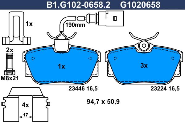 Galfer B1.G102-0658.2 - Brake Pad Set, disc brake autospares.lv