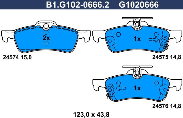Galfer B1.G102-0666.2 - Brake Pad Set, disc brake autospares.lv