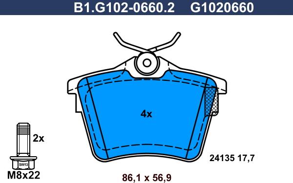 Galfer B1.G102-0660.2 - Brake Pad Set, disc brake autospares.lv