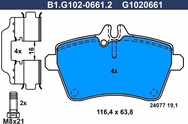 Galfer B1.G102-0661.2 - Brake Pad Set, disc brake autospares.lv