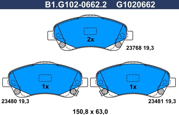 Galfer B1.G102-0662.2 - Brake Pad Set, disc brake autospares.lv