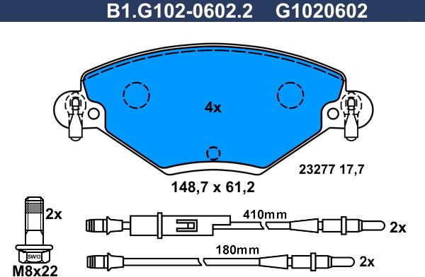 Galfer B1.G102-0602.2 - Brake Pad Set, disc brake autospares.lv