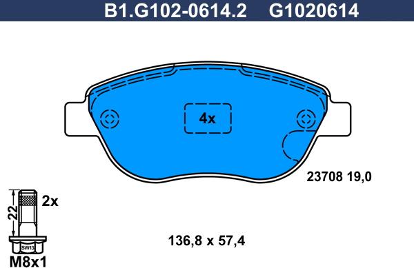 Galfer B1.G102-0614.2 - Brake Pad Set, disc brake autospares.lv