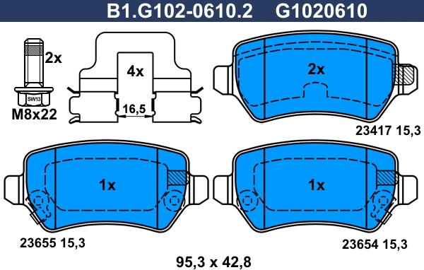 Galfer B1.G102-0610.2 - Brake Pad Set, disc brake autospares.lv