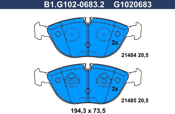 Galfer B1.G102-0683.2 - Brake Pad Set, disc brake autospares.lv