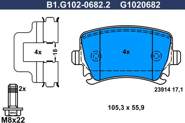 Galfer B1.G102-0682.2 - Brake Pad Set, disc brake autospares.lv