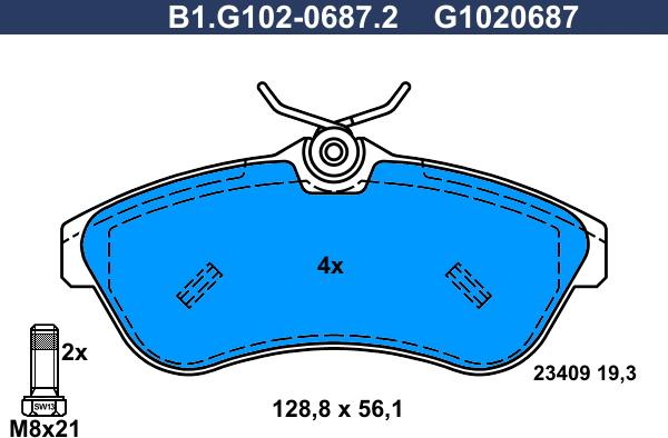 Galfer B1.G102-0687.2 - Brake Pad Set, disc brake autospares.lv