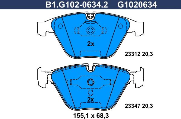 Galfer B1.G102-0634.2 - Brake Pad Set, disc brake autospares.lv