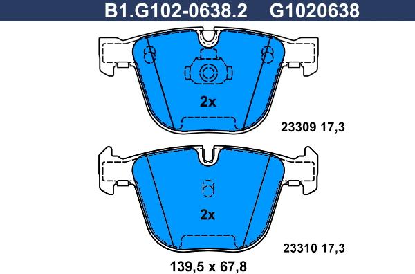 Galfer B1.G102-0638.2 - Brake Pad Set, disc brake autospares.lv