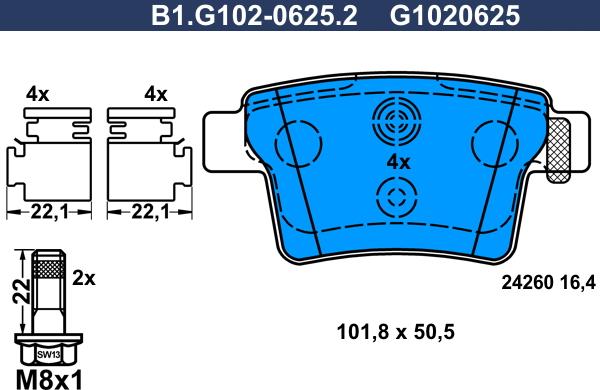 Galfer B1.G102-0625.2 - Brake Pad Set, disc brake autospares.lv