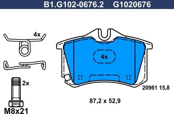 Galfer B1.G102-0676.2 - Brake Pad Set, disc brake autospares.lv